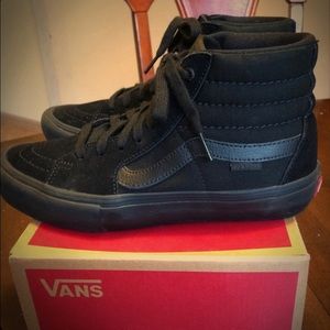 Vans Sk8 hi pro black on black shoes